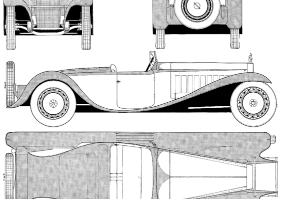 Bugatti Type 41 Royale Esders - Бугатти - чертежи, габариты, рисунки автомобиля