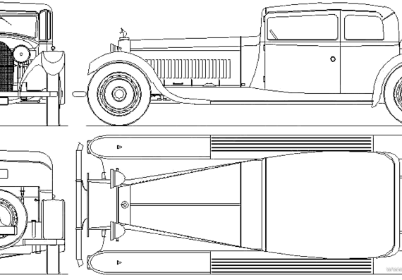 Bugatti Type 41 Royale Weyman (1928) - Бугатти - чертежи, габариты, рисунки автомобиля