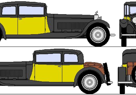 Bugatti Type 41 Royale Weyman (1931) - Бугатти - чертежи, габариты, рисунки автомобиля