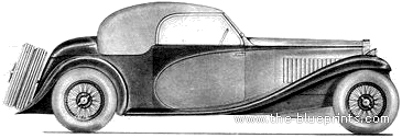 Bugatti Type 57 Cabriolet - Бугатти - чертежи, габариты, рисунки автомобиля