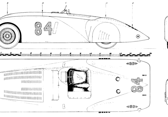 Bugatti Type 57s Tank (1936) - Бугатти - чертежи, габариты, рисунки автомобиля