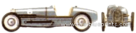 Bugatti Type 59 GP (1934) - Бугатти - чертежи, габариты, рисунки автомобиля