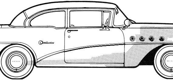 Buick Century 2-Door Sedan (1955) - Бьюик - чертежи, габариты, рисунки автомобиля