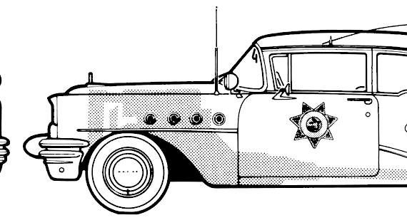 Buick Century 2-Door Sedan Police Cruiser (1955) - Бьюик - чертежи, габариты, рисунки автомобиля