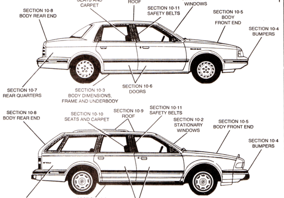 Buick Century Sedan-Wagon (1994) - Бьюик - чертежи, габариты, рисунки автомобиля