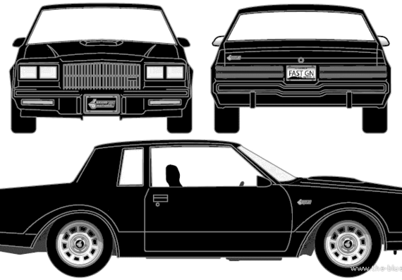 Buick Grand National (1987) - Бьюик - чертежи, габариты, рисунки автомобиля