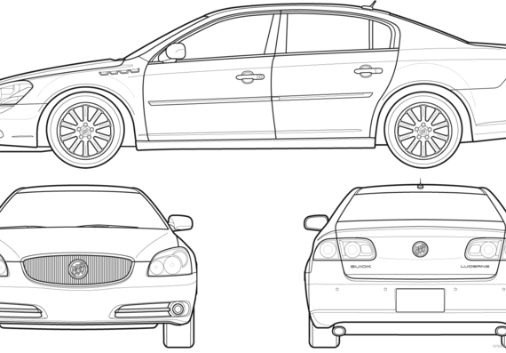 Buick Lacerne (2007) - Бьюик - чертежи, габариты, рисунки автомобиля