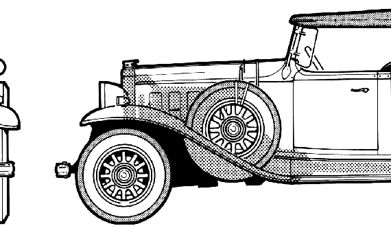 Buick Model 65C Concertible Sedan (1932) - Бьюик - чертежи, габариты, рисунки автомобиля