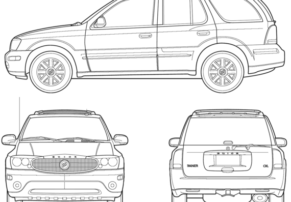 Buick Rainier (2005) - Бьюик - чертежи, габариты, рисунки автомобиля