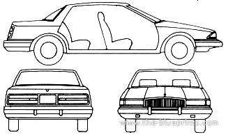Buick Regal Limited Coupe (1989) - Бьюик - чертежи, габариты, рисунки автомобиля