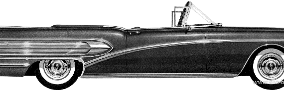 Buick Roadmaster 75C Convertible (1958) - Бьюик - чертежи, габариты, рисунки автомобиля