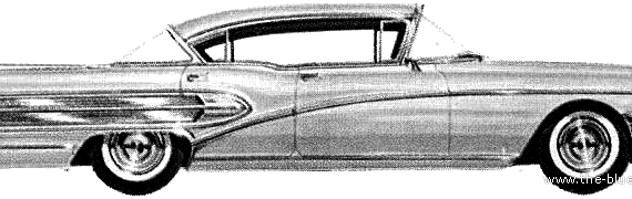 Buick Roadmaster 75R Riviera 4-Door Hardtop (1958) - Бьюик - чертежи, габариты, рисунки автомобиля