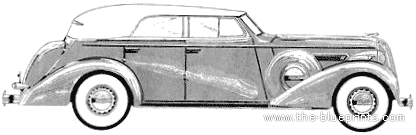 Buick Roadmaster 80C Convertible Phaeton (1936) - Бьюик - чертежи, габариты, рисунки автомобиля