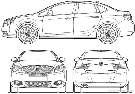 Buick Verano (2012) - Бьюик - чертежи, габариты, рисунки автомобиля