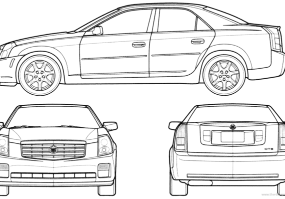Cadillac CTS (2004) - Кадиллак - чертежи, габариты, рисунки автомобиля