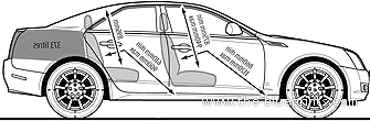 Cadillac CTS 3.6 V6 Sports Luxury (2008) - Кадиллак - чертежи, габариты, рисунки автомобиля