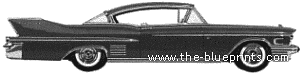 Cadillac Coupe DeVille (1958) - Кадиллак - чертежи, габариты, рисунки автомобиля