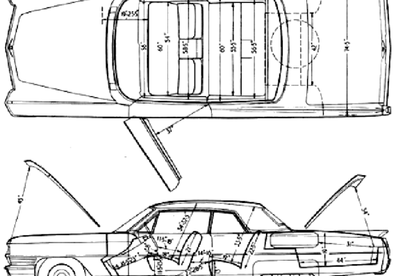 Cadillac Coupe De Ville (1964) - Кадиллак - чертежи, габариты, рисунки автомобиля
