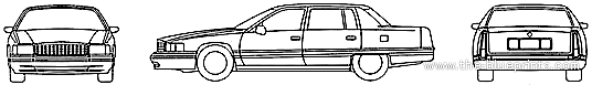 Cadillac DeVille (1996) - Кадиллак - чертежи, габариты, рисунки автомобиля