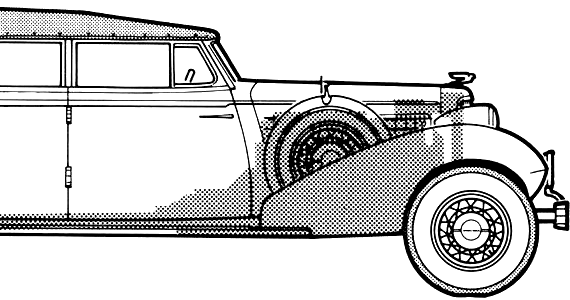 Cadillac Fleetwood V12 Convertible Sedan (1935) - Кадиллак - чертежи, габариты, рисунки автомобиля