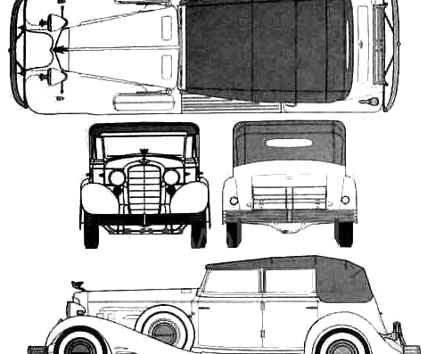 Cadillac Fleetwood V16 Convertible Sedan (1933) - Cadillac - drawings, dimensions, pictures of the car