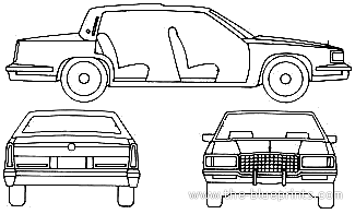 Cadillac Sedan DeVille (1989) - Кадиллак - чертежи, габариты, рисунки автомобиля