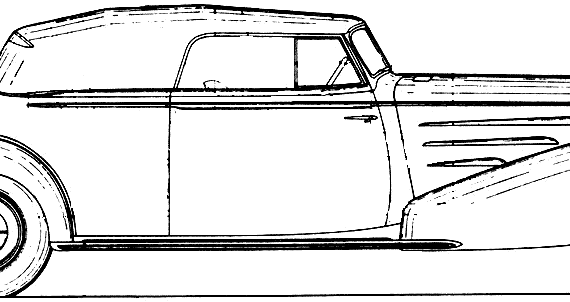 Cadillac Series 60 Fleetwood Victoria Convertible Coupe (1934) - Кадиллак - чертежи, габариты, рисунки автомобиля
