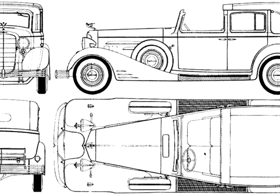 Cadillac V16 (1933) - Кадиллак - чертежи, габариты, рисунки автомобиля