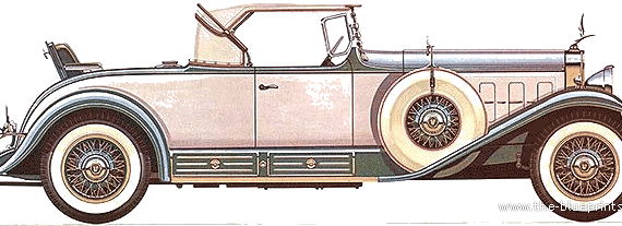 Cadillac V16 Converible Coupe (1931) - Кадиллак - чертежи, габариты, рисунки автомобиля