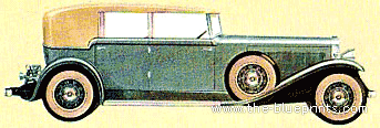 Cadillac V16 Convertible Sedan (1930) - Кадиллак - чертежи, габариты, рисунки автомобиля