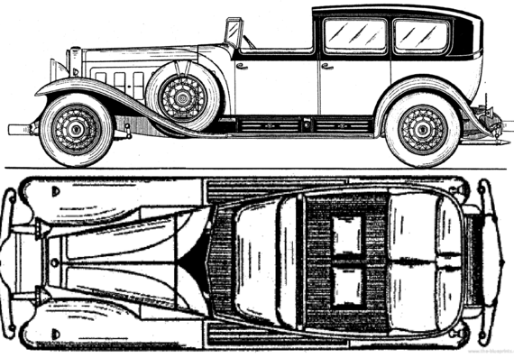 Cadillac V16 Fleetwood Town Brougham (1930) - Кадиллак - чертежи, габариты, рисунки автомобиля