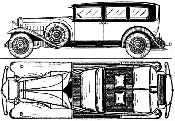 Cadillac V16 Fleetwood Town Limousine (1930) - Кадиллак - чертежи, габариты, рисунки автомобиля