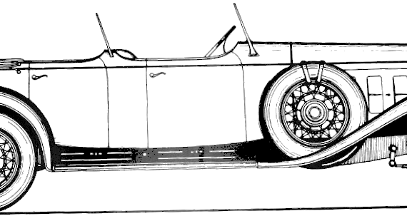 Cadillac V16 Phaeton (1932) - Кадиллак - чертежи, габариты, рисунки автомобиля