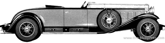 Cadillac V16 Roadster (1930) - Кадиллак - чертежи, габариты, рисунки автомобиля