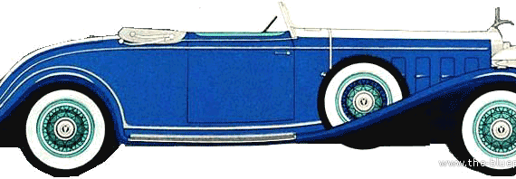 Cadillac V16 Roadster (1932) - Кадиллак - чертежи, габариты, рисунки автомобиля
