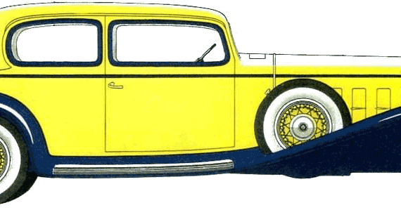 Cadillac V16 Town Coupe (1932) - Кадиллак - чертежи, габариты, рисунки автомобиля