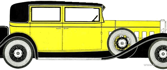 Cadillac V16 Town Sedan (1931) - Кадиллак - чертежи, габариты, рисунки автомобиля