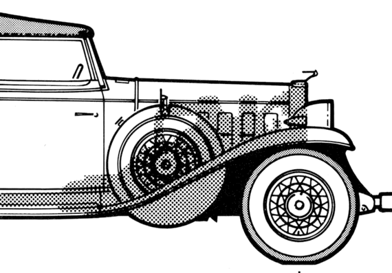 Cadillac V8 Convertible Coupe (1932) - Кадиллак - чертежи, габариты, рисунки автомобиля