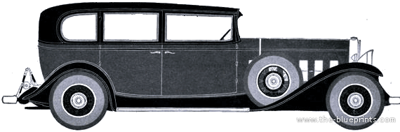 Cadillac V8 Sedan (1931) - Кадиллак - чертежи, габариты, рисунки автомобиля