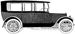 Cadillac V8 Town Sedan (1916) - Кадиллак - чертежи, габариты, рисунки автомобиля