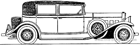 Cadillac V8 Town Sedan (1931) - Кадиллак - чертежи, габариты, рисунки автомобиля