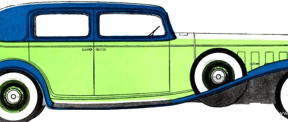 Cadillac V8 Town Sedan (1932) - Кадиллак - чертежи, габариты, рисунки автомобиля