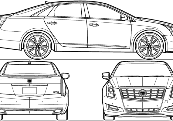 Cadillac XTS (2013) - Кадиллак - чертежи, габариты, рисунки автомобиля