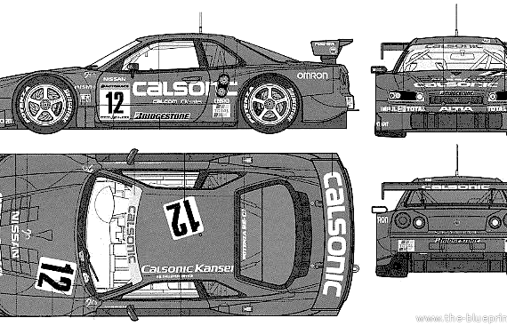 Calsonic Skyline GT-R (2003) - Ниссан - чертежи, габариты, рисунки автомобиля