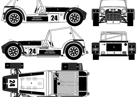 Caterham Super Seven - Катерхам - чертежи, габариты, рисунки автомобиля