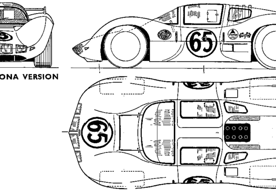 Chaparral 2D GT Daytona (1966) - Чапраль - чертежи, габариты, рисунки автомобиля