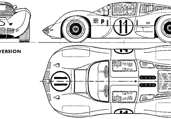 Chaparral 2D GT Sebring (1966) - Чапраль - чертежи, габариты, рисунки автомобиля