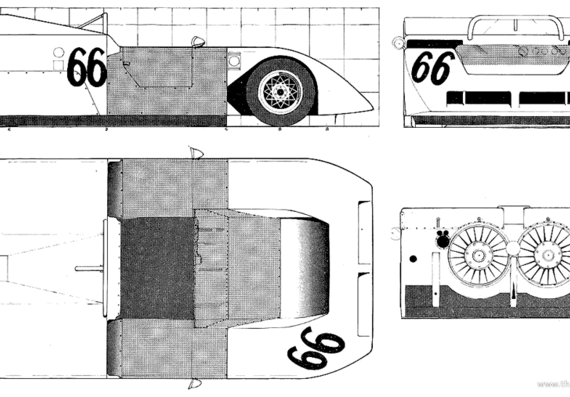 Chapparal 2J Can Am - Чапраль - чертежи, габариты, рисунки автомобиля