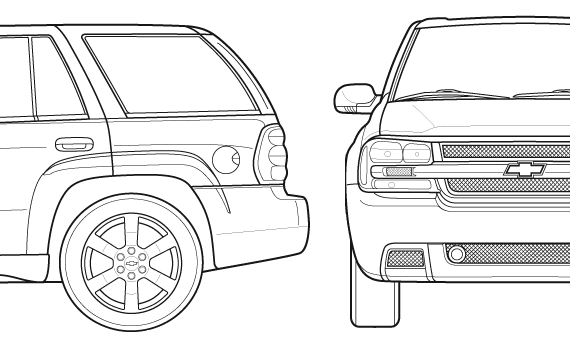 Chervolet Trailblazer (2007) - Шевроле - чертежи, габариты, рисунки автомобиля