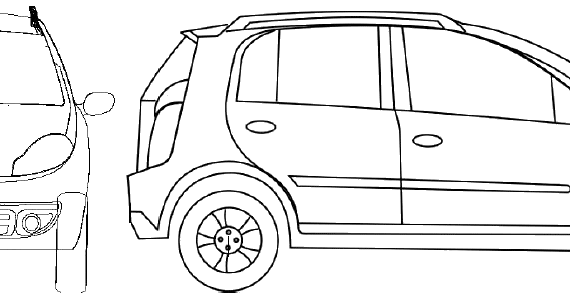Chery A1 (2007) - Разные автомобили - чертежи, габариты, рисунки автомобиля